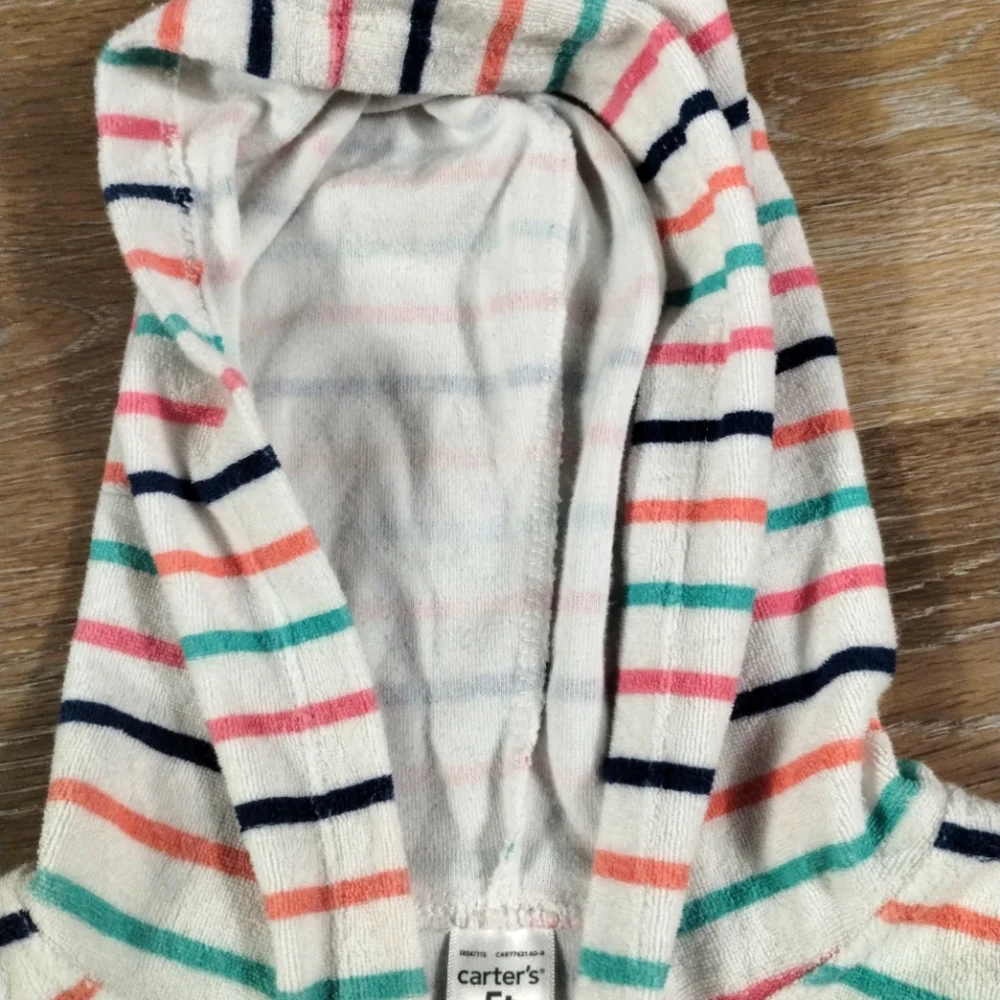 Carter's Girls Hooded Cover-Up Zip Up Striped Colorful Size 5T - Picture 13 of 16